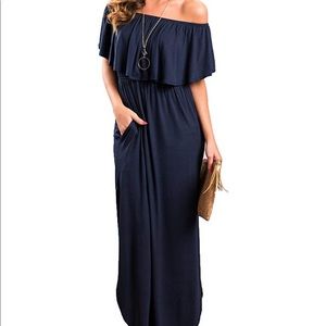 Women’s Off The Shoulder, Side Split Maxi Dress